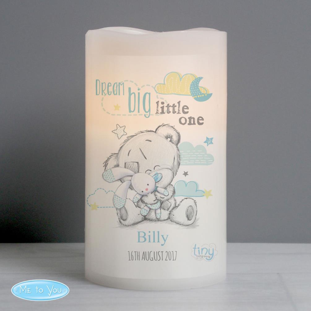 Personalised Tiny Tatty Teddy Dream Big Blue Nightlight LED Candle Extra Image 1